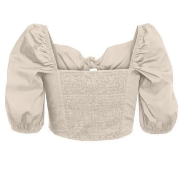 Vero Moda 2/4 Woven Organic Cotton Crop Top - Picture 2 of 6